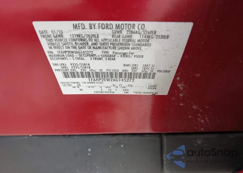 2010 Ford Taurus Sel z USA, uszkodzony, nr VIN 1FAHP2EW2AG145272